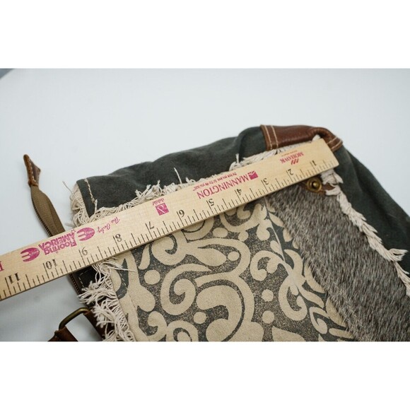 Myra Bag Leaf print Boho Gray Faux Leather & Fur accents S-115 - Picture 11 of 11